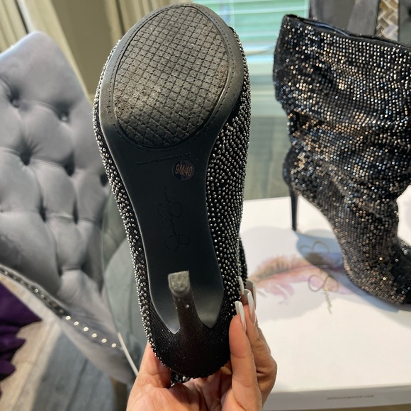Jessica Simpson Rinnah Rhinestone Peep Toe Booties - Picture 3 of 5
